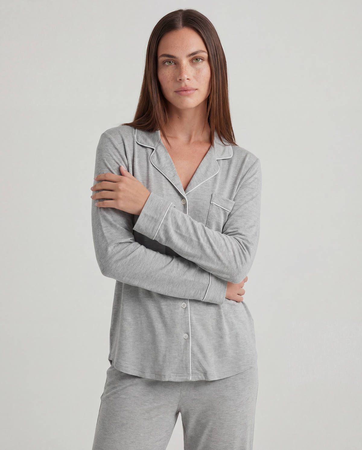 Lichtgrijze bamboe pyjama