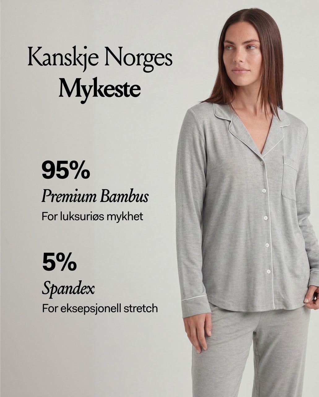Lichtgrijze bamboe pyjama
