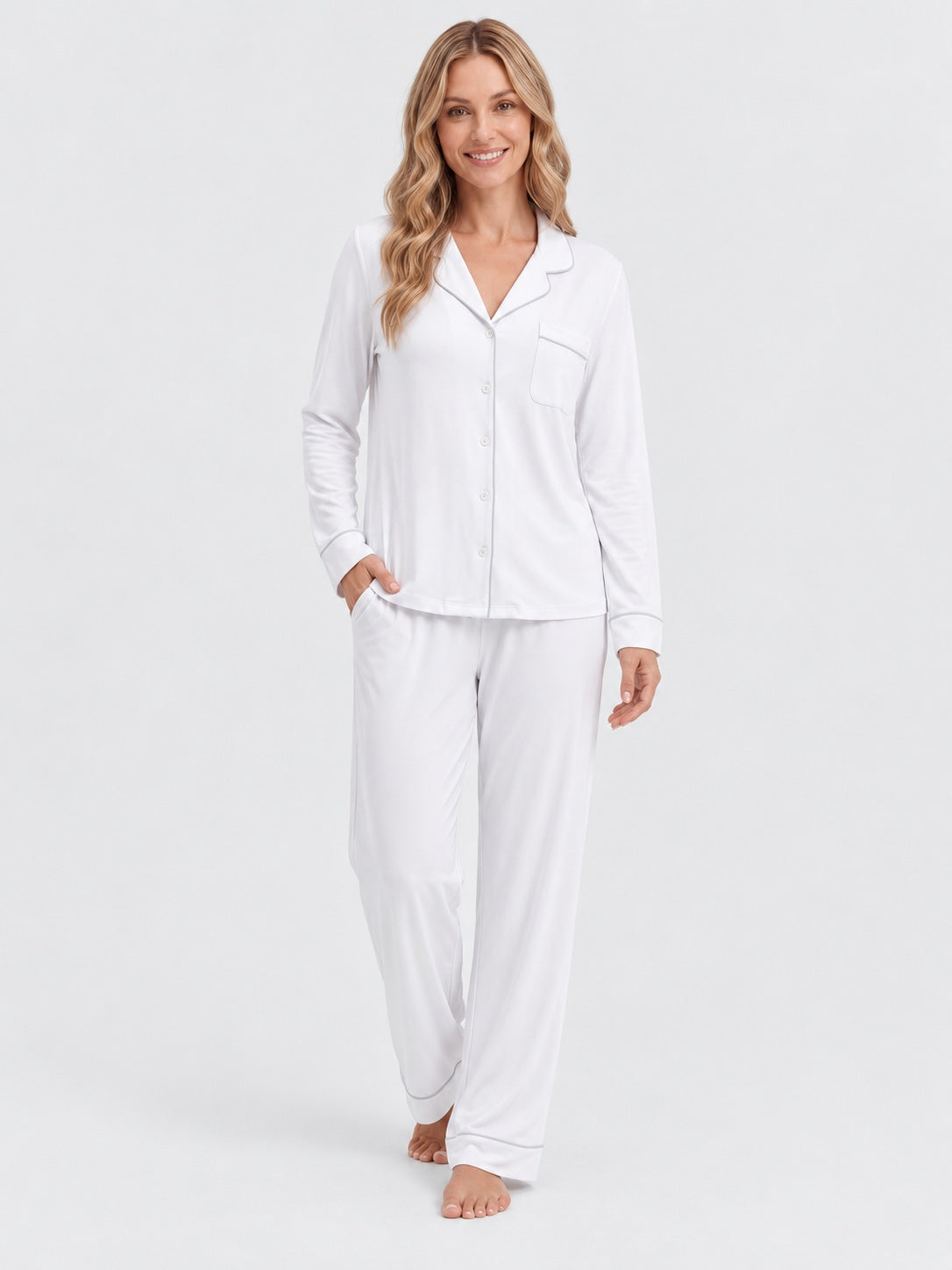 Witte bamboe pyjama