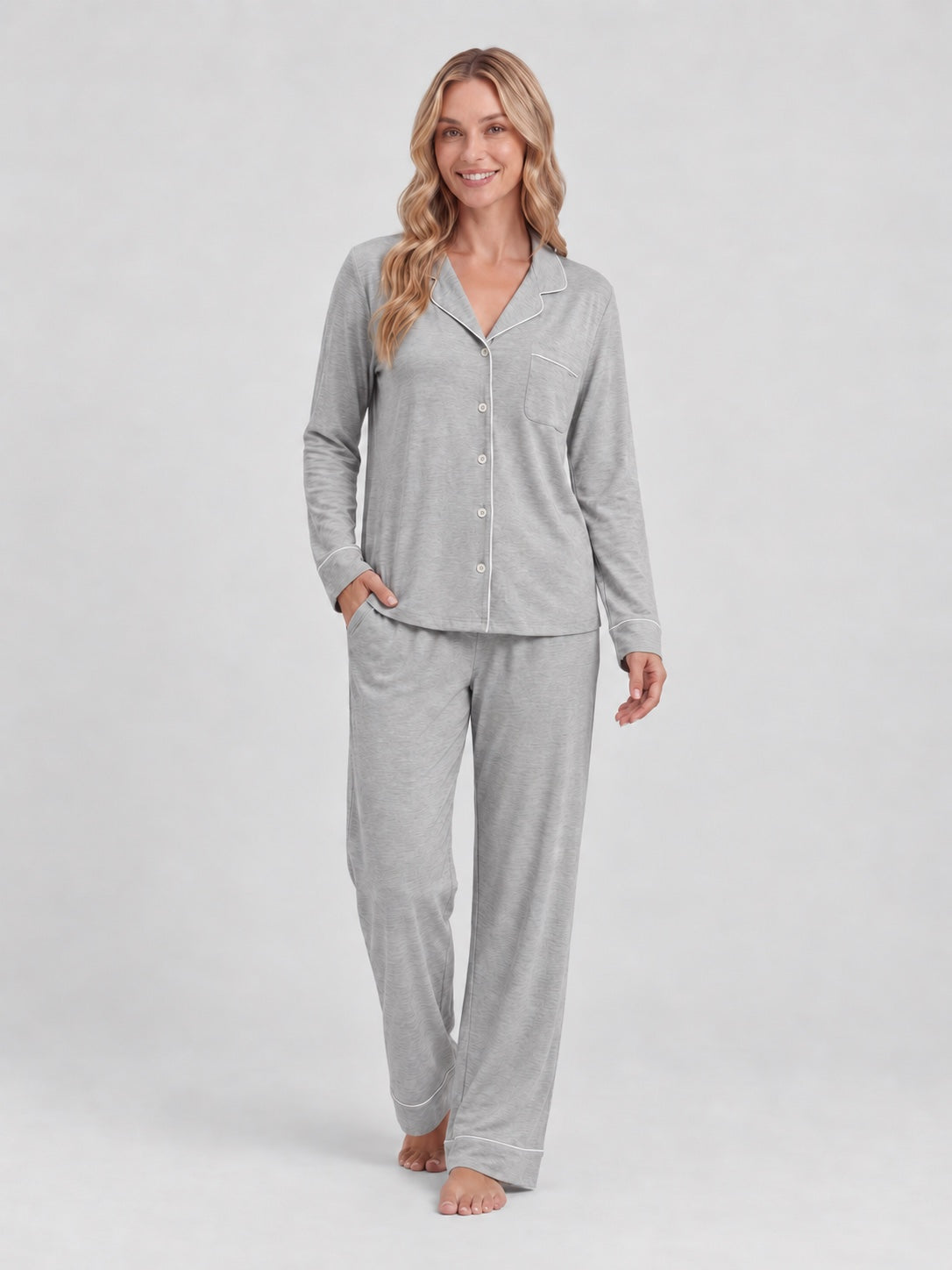 Lichtgrijze bamboe pyjama