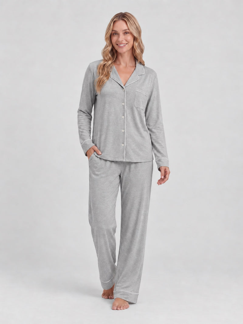 Lichtgrijze bamboe pyjama