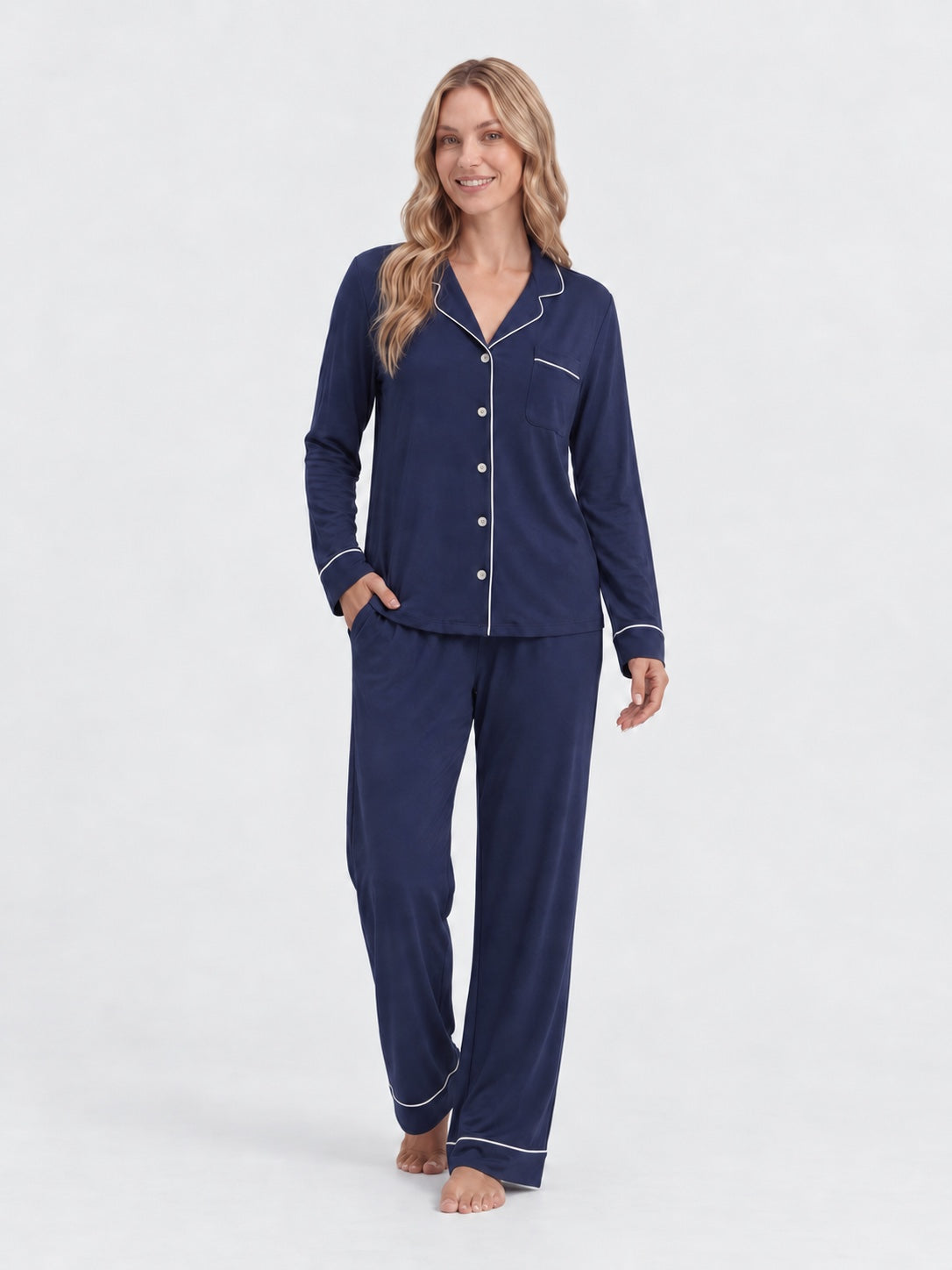 Marineblauwe bamboe pyjama