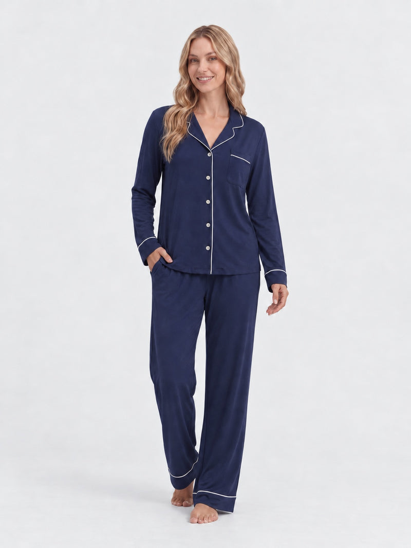 Marineblauwe bamboe pyjama